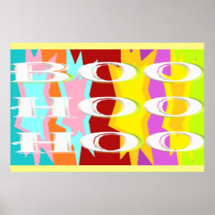 Póster Diseño de Boo Hoo colores de flash texto blanco