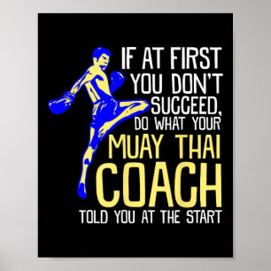 Póster Diseño de boxeo divertido entrenador de Muay Thai 