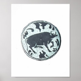 Póster Diseño de búfalos de agua asiáticos