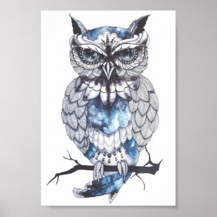 Póster Diseño de búho ilustrado