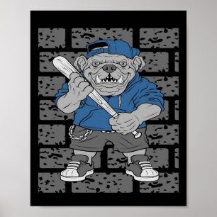 Póster Diseño de Bulldog francés  Regalo de béisbol Bulld