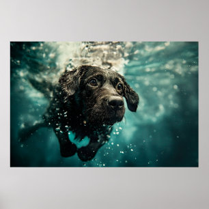 Póster Diseño de cachorro labrador nadando bajo el agua