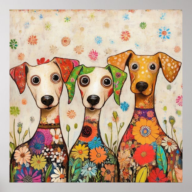 Póster Diseño de cachorros lindos y coloridos (Frente)
