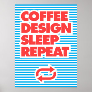 Póster Diseño de café Repetición de sueño,