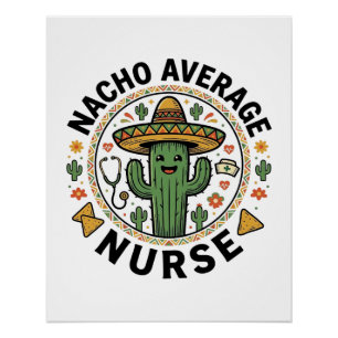 Póster Diseño de camisa de fiesta de cactus de enfermera 