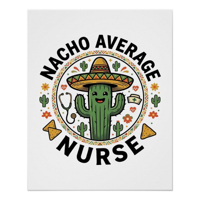 Póster Diseño de camisa de fiesta de cactus de enfermera  (Anverso)