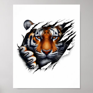 Póster Diseño de camiseta con cara de tigre Retro Spirit