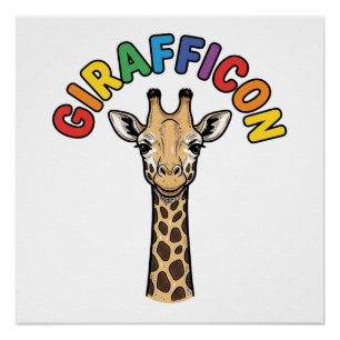 Póster Diseño de camiseta de animal lindo icono de jirafa