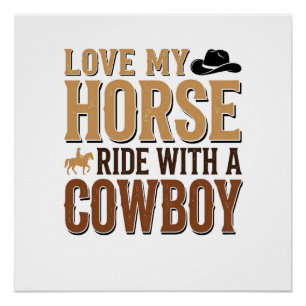 Póster Diseño de camiseta de cita de vaquero y caballo oc