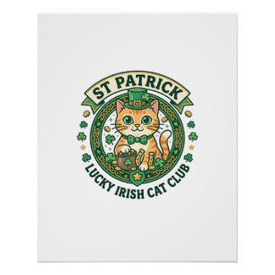 Póster Diseño de camiseta de gato lindo irlandés afortuna
