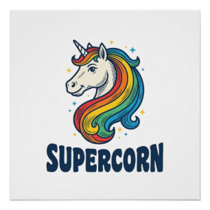 Póster Diseño de camiseta de grabado vintage de Supercorn