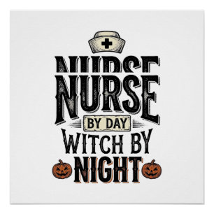 Póster Diseño de camiseta de Halloween de enfermera de dí