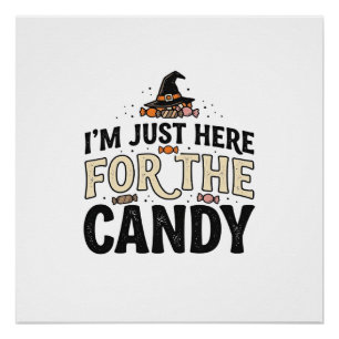Póster Diseño de camiseta de sombrero de bruja de dulces