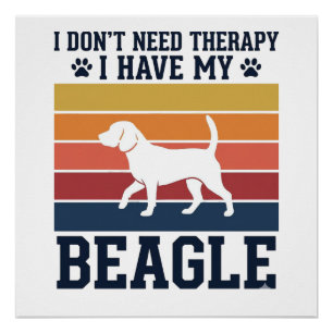 Póster Diseño de camiseta de terapia de perro Beagle vint