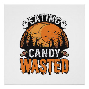Póster Diseño de camiseta espeluznante vintage de dulces 