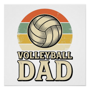 Póster Diseño de camiseta retro de papá de voleibol vinta
