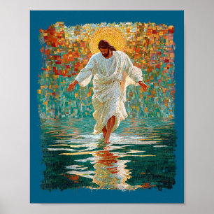 Póster Diseño de camiseta sin mangas vintage iglesia jesu