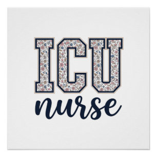 Póster Diseño de camiseta universitaria floral de enferme