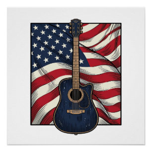 Póster Diseño de camiseta vectorial de bandera patriótica