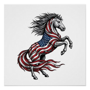 Póster Diseño de camiseta vectorial de caballo encabritad