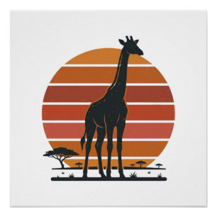 Póster Diseño de camiseta vectorial de safari de puesta d
