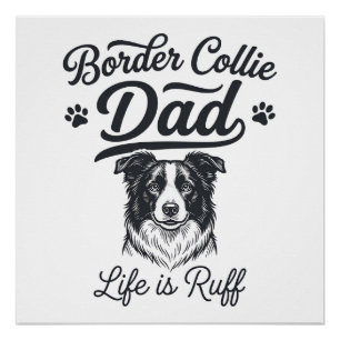 Póster Diseño de camiseta vintage de Border Collie Dad Li