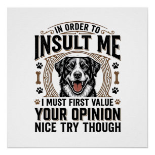 Póster Diseño de camiseta vintage de opinión de perro div