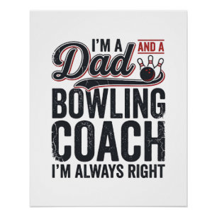 Póster Diseño de camiseta vintage Entrenador de bolos de 