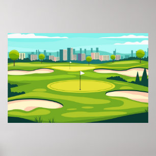 Póster Diseño de campo de golf verde