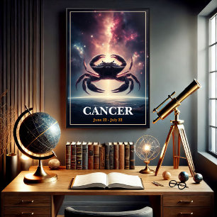 Póster Diseño de cangrejo zodiaco de cáncer cósmico