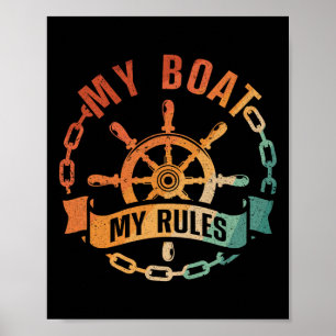 Póster Diseño de capitán de barco genial para hombres y m