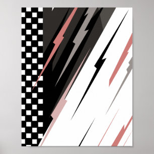 Póster Diseño de carreras en blanco y negro