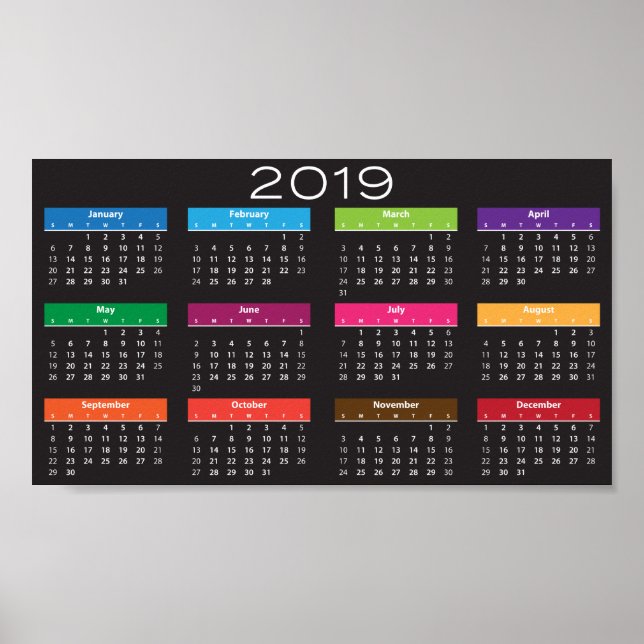 Póster Diseño de cartel de calendario 2019 (Frente)