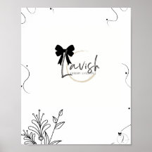 Diseño de cartel floral de pared con lazo de firma