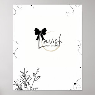Póster Diseño de cartel floral de pared con lazo de firma