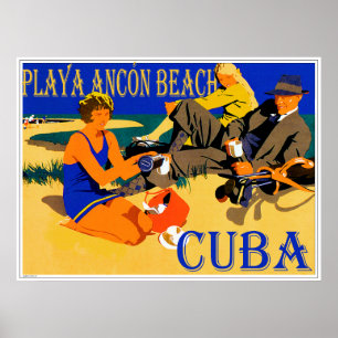 Póster Diseño de cartel vintage de Playa Ancon Cuba