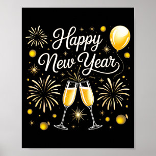 Póster Diseño de celebración de Feliz Año Nuevo 2026 con