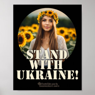 Póster Diseño de chica partidaria de Ucrania girasoles de