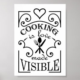 Póster diseño de cita 'Cocinar es amor hecho visible'
