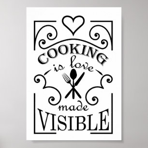 Póster diseño de cita 'Cocinar es amor hecho visible'