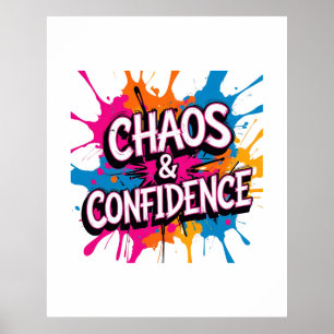 Póster Diseño de cita con salpicaduras de color "Caos y C