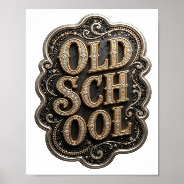 Póster Diseño de cita Crisp Gold OLD SCHOOL (Frente)