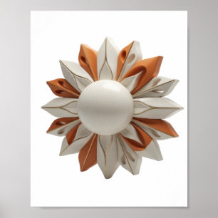 Póster Diseño de cita de flor naranja y blanca de oro atr
