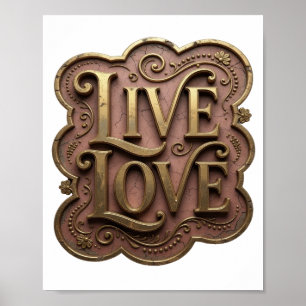 Póster Diseño de cita IMPACTANTE ORO LIVE LOVE