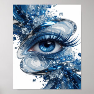 Póster Diseño de cita ingeniosa ojos azules plateados