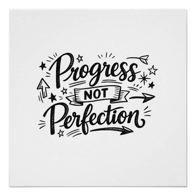Póster Diseño de cita motivacional de progreso no perfecc (Anverso)
