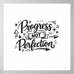 Póster Diseño de cita motivacional Progreso No Perfección