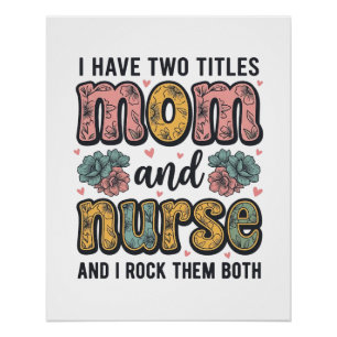 Póster Diseño de cita vintage floral enfermera mamá_1