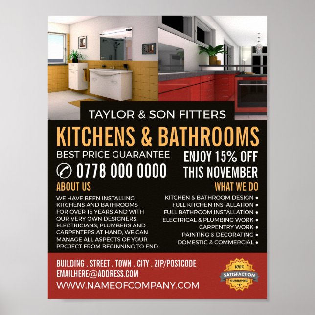 Póster Diseño de cocina y baño, cocina/baño (Frente)