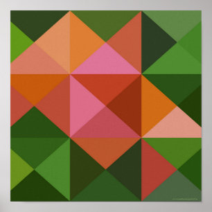 Póster Diseño de color rosa verde Quilt cuadrado